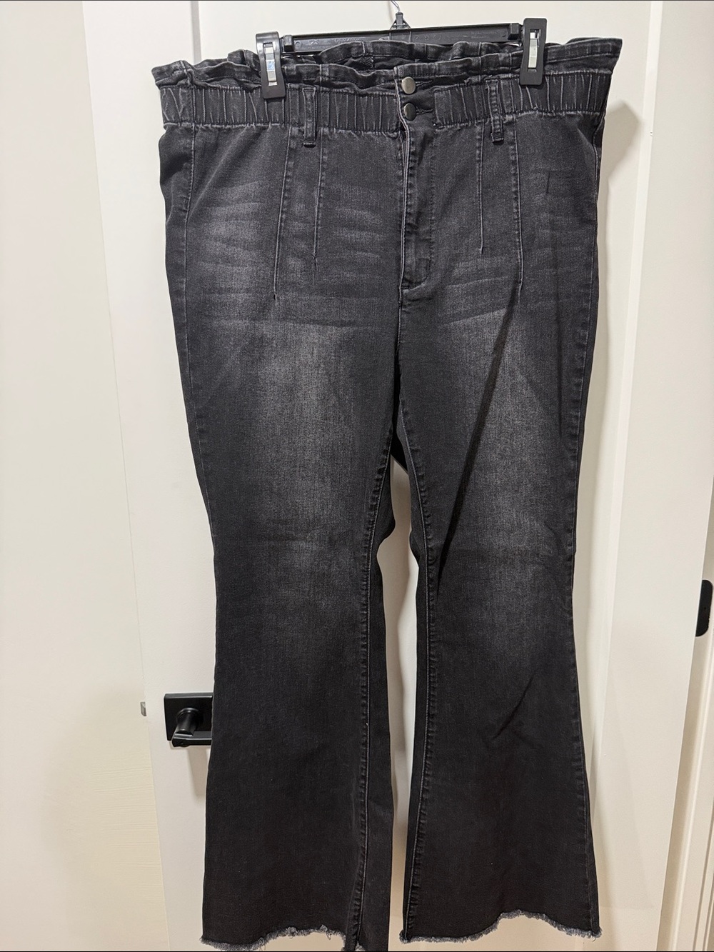Arula Women's Black Washed Jeans with Paperbag Waist Size 16